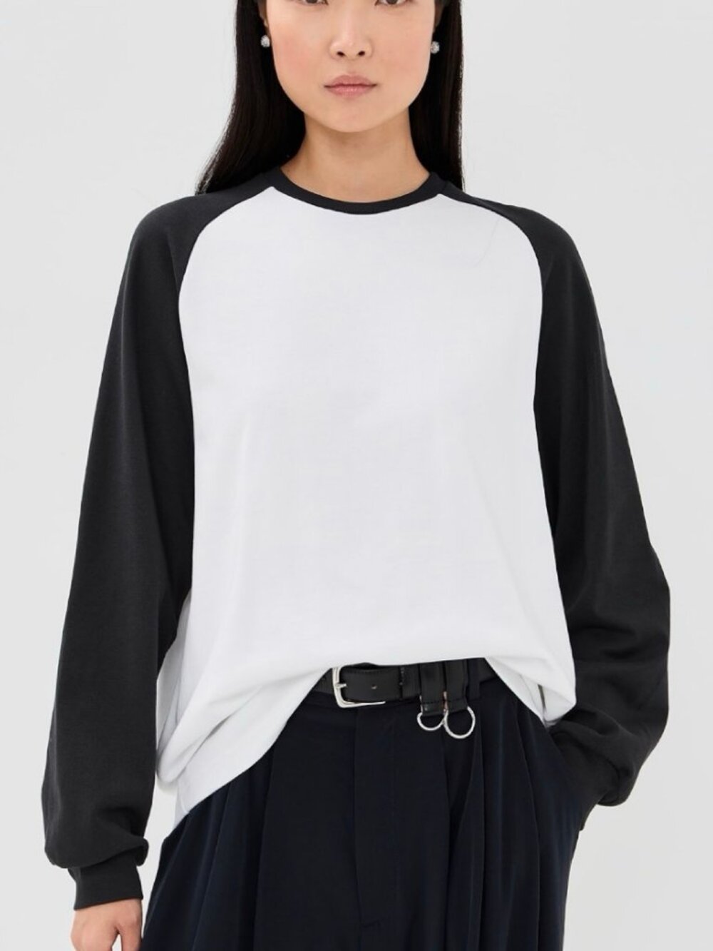 Tibi Perfect Sculpted Baseball Tee Black White XS NWT